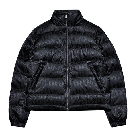 black down puffer jacket with dior oblique print|christian Dior puffer jacket.